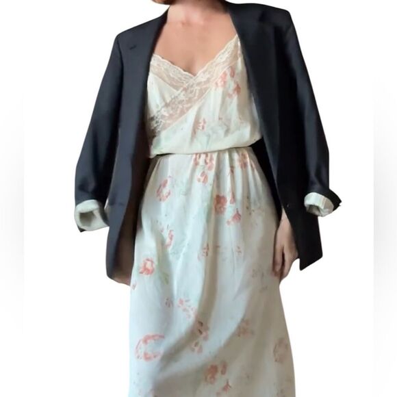 Henson Kickernick Floral Cream Yellow Lace Trim Nightgown Size 34 / S - Picture 5 of 12